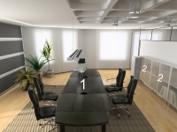 Заседателна маса и офис шкафове от пдч,с алуминиеви витрини